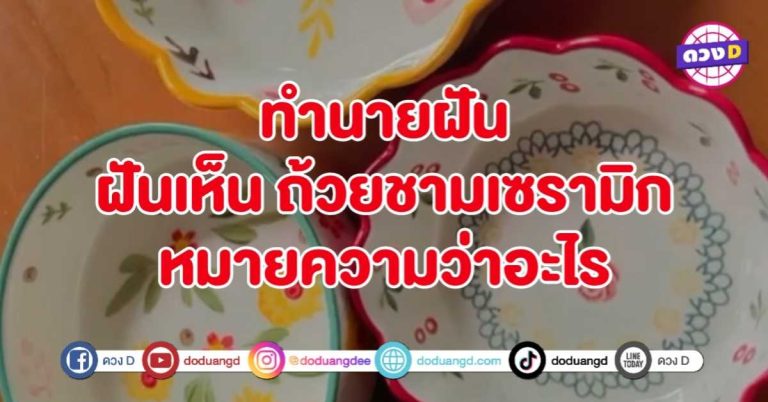 ทำนายฝัน ฝันเห็นถ้วยชาม เซรามิก หมายถึงอะไร