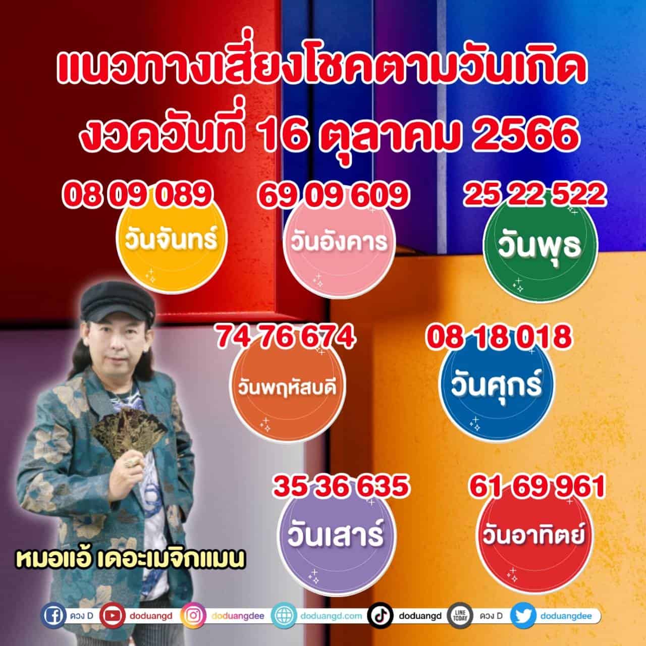 เลขเด็ด หมอแอ้ 16 ตุลาคม 66