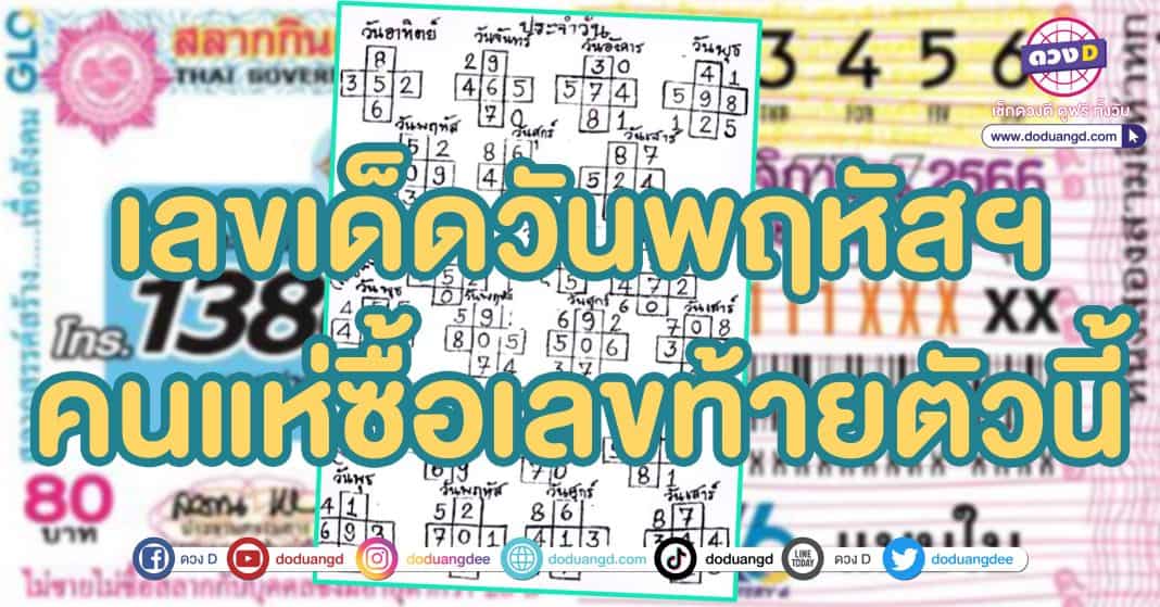 เลขกำลังวันวันพฤหัส หวย 16 11 66