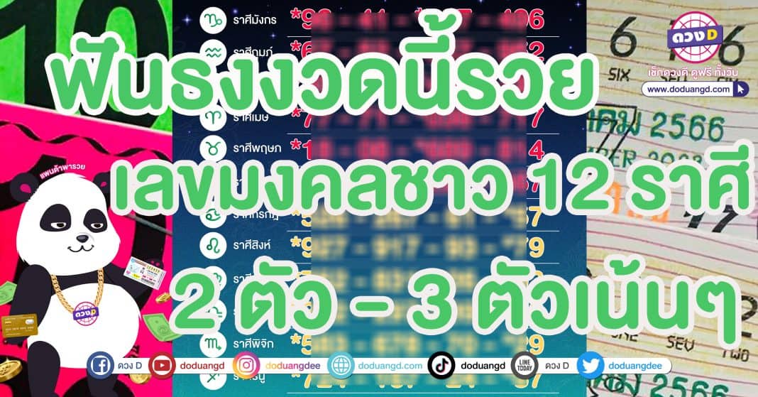 เลขมงคล 12ราศี หวยออกวันเสาร์ ธันวาคม