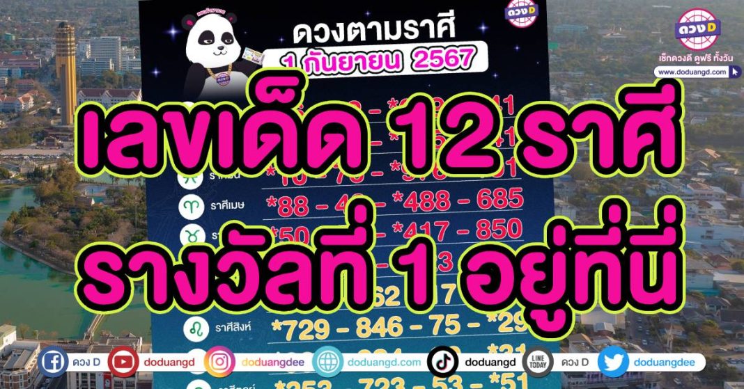 เลขมงคล 12 ราศี กันยายน หวยสัญจรร้อยเอ็ด