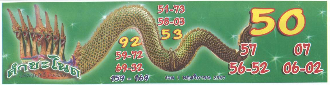 เลขปกปฏิทินคำชะโนด พฤศจิกายน แนวทางวันศุกร์ 1-11-67