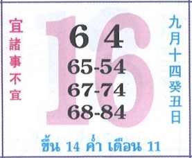 เลขปฏิทินคำชะโนด แนวทาง เลขเด็ด 16 ตุลาคม 2567