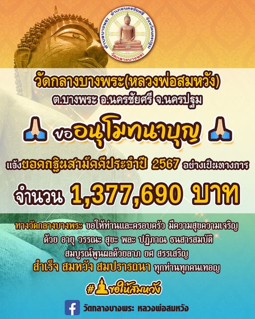 เลขมงคล หลวงพ่อสมหวัง แนวทางหวย 1 พฤศจิกายน 2567