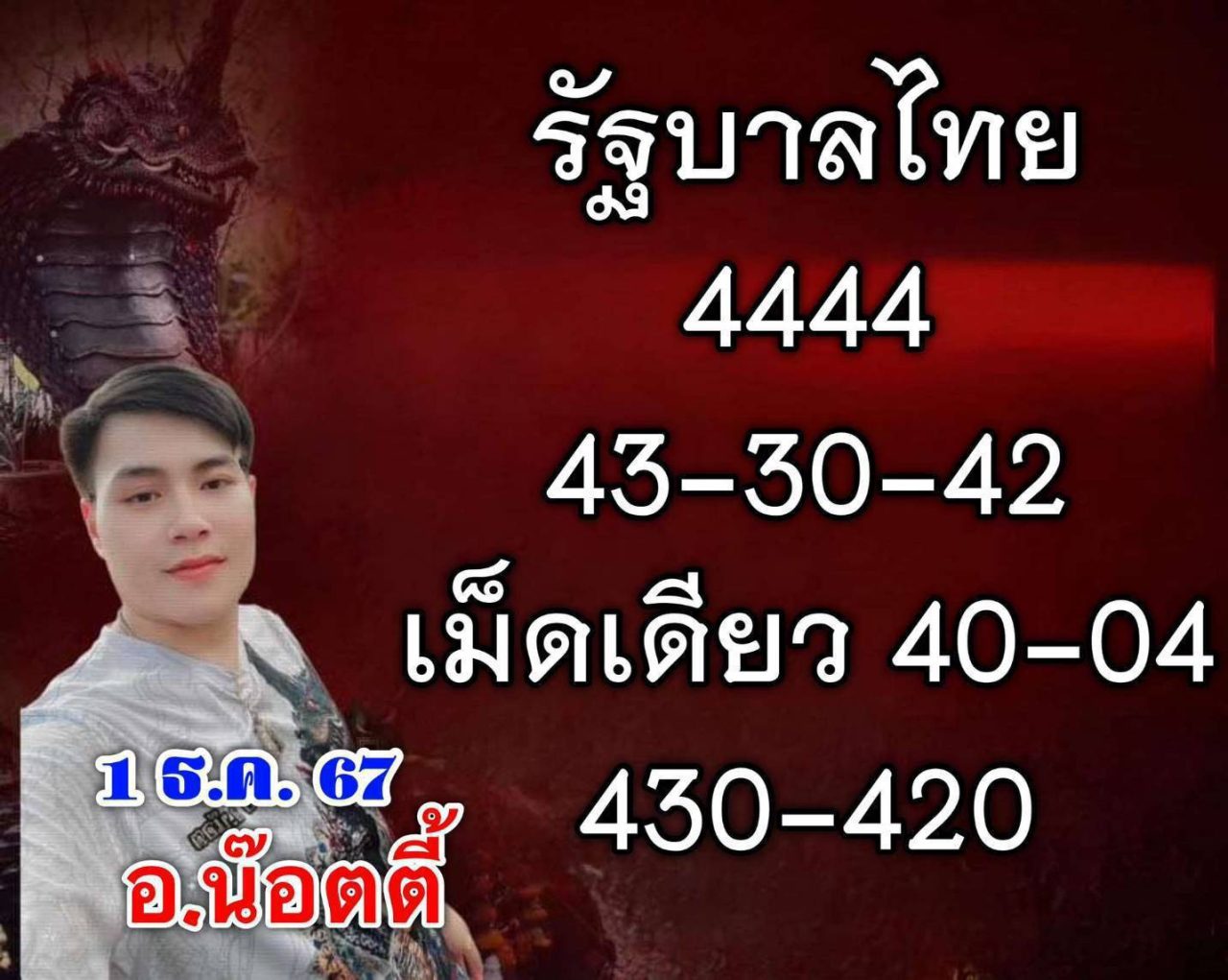 เลขเด็ด อาจารย์น็อตตี้ ตำหนักปู่ใหญ่ ล่าสุด 1 ธันวาคม 2567