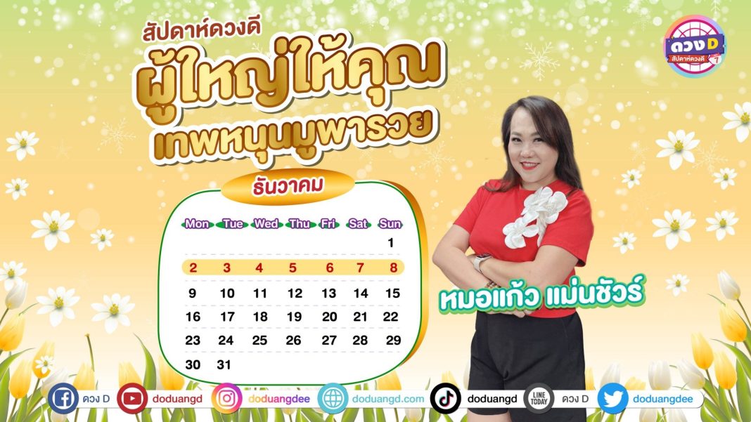 สัปดาห์ดวงD ดวงรายสัปดาห์ ดูดวงปี 67 สัปดาห์ที่ 49 ประจำวันที่ 2 ธันวาคม - 8 ธันวาคม 2567 จาก หมอแก้ว แม่นชัวร์