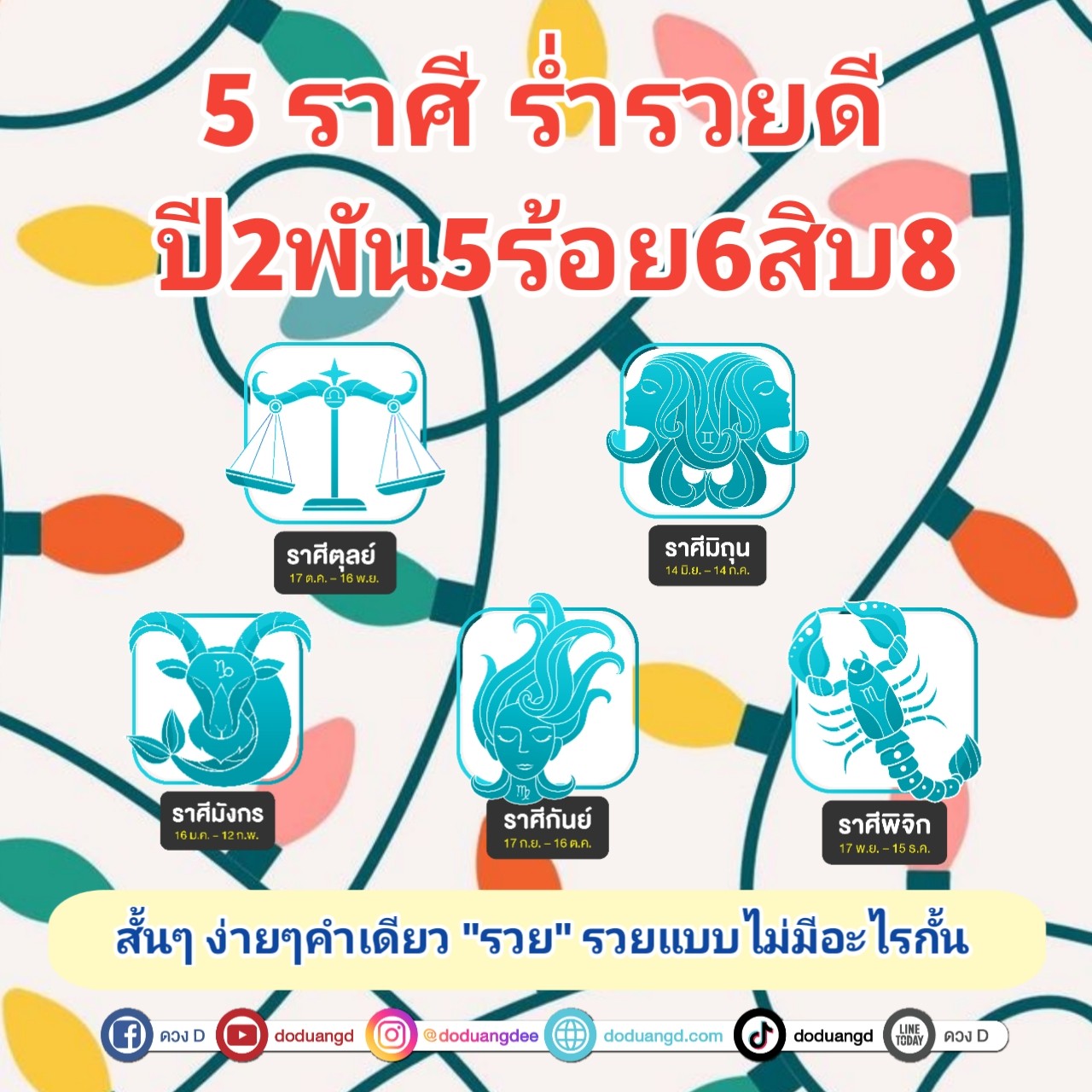 ดวงราศีร่ำรวย ราศีโชคดี ปี68 