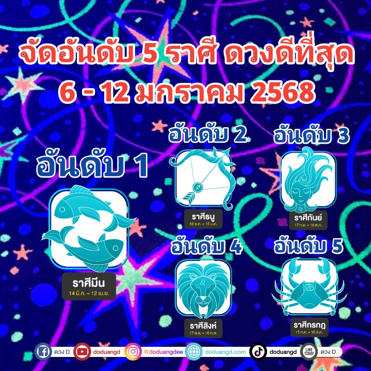 จัดอันดับ 5 ราศี ดวงดีที่สุด ในสัปดาห์นี้