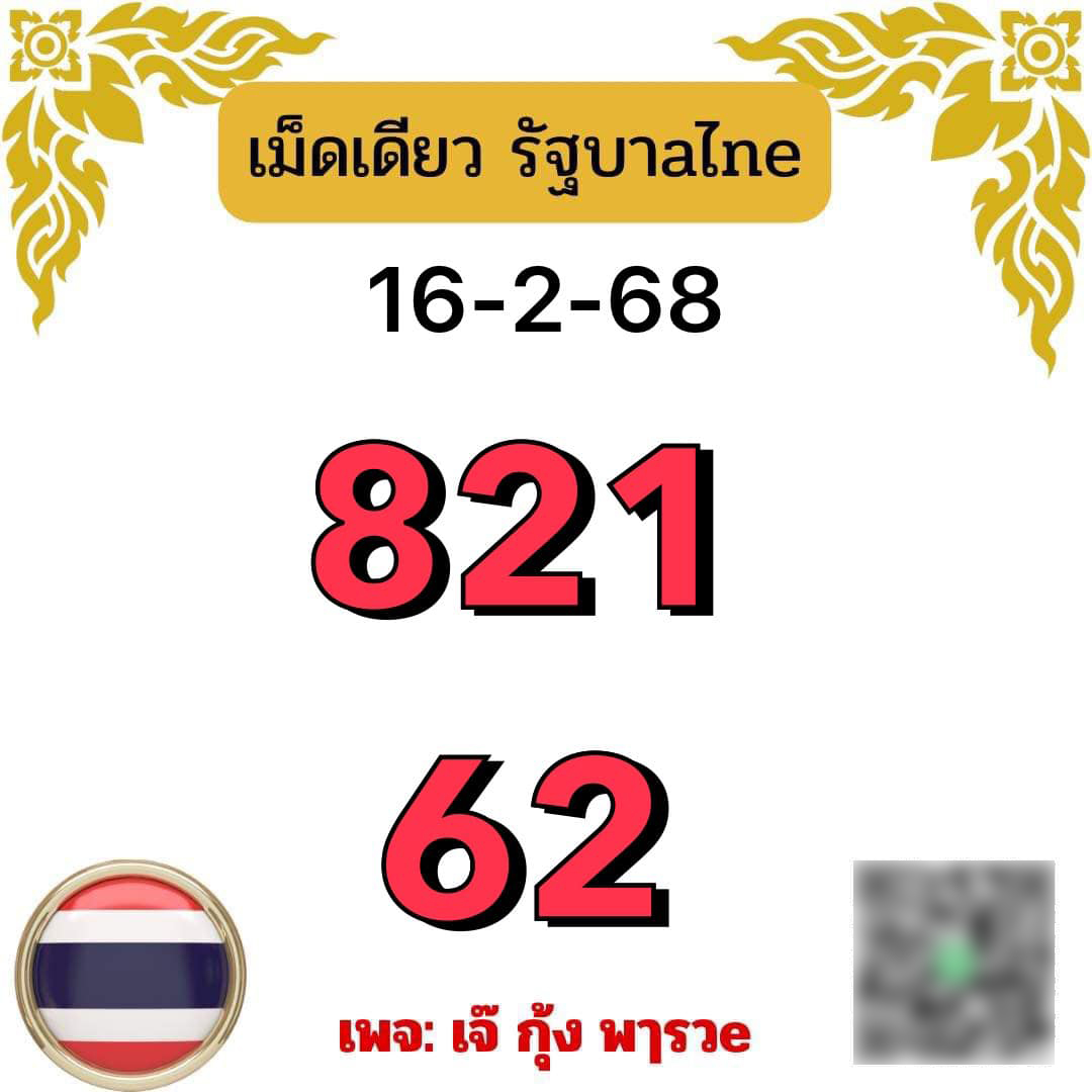 เม็ดเดียว เจ๊กุ้ง ล่าสุด หวยวันอาทิตย์ 16 กุมภาพันธ์ 2568