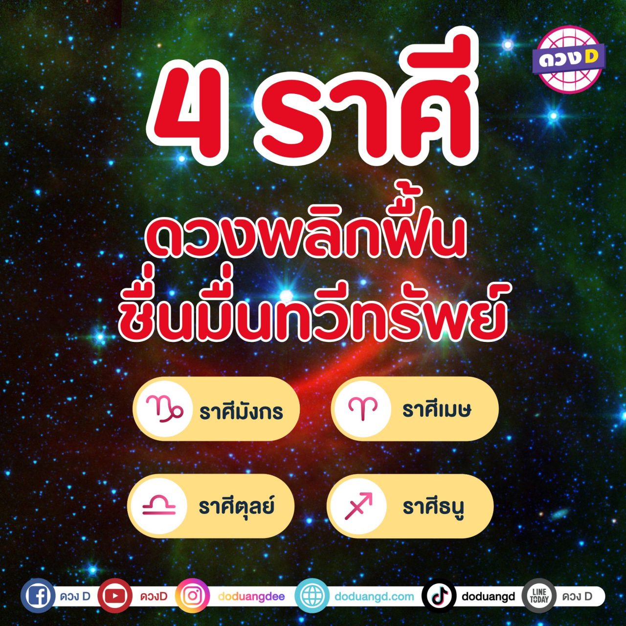 ดวงพลิกฟื้น ชื่นมื่นทวีทรัพย์ 4 ราศี ความเฮงทะลักไม่หยุด
